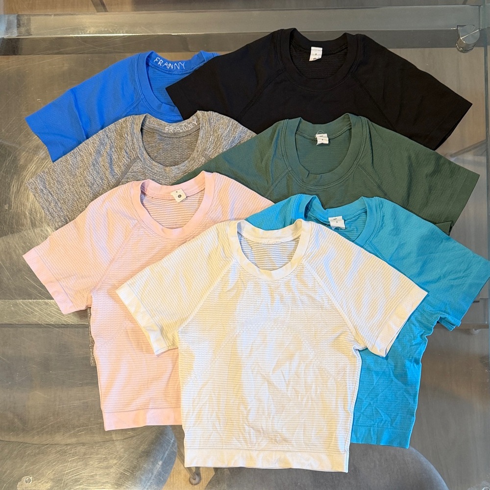 Lululemon -(7) Swiftly Crop Short sleeves T-Shirt, sold all together Size 0 -GUC